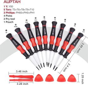 img 1 attached to 🛠️ Набор малых отверток Auptah Precision Torx - 15 штук, магнитные отвертки с головками Torx, Phillips, Tri-point Y00 - идеально подходят для Switch, Wii, PS4, смартфонов, ноутбуков, электроники - сделано в Тайване.