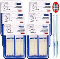 dental plastic toothpicks for teeth - 2 way interdental brush picks with travel case, 720 🦷 count (6 pack) - 360° flexible deep clean, gum protection - complete removal of food debris & plaque logo
