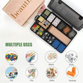 img 2 attached to 📦 18 Grids Plastic Organizer Storage Box for Washi Tape, Tackle Box Organizer, Clear Black Spill-Proof Container, Jewelry Box with Adjustable Removable Dividers for Beads, Art DIY Crafts