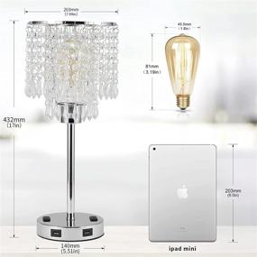 img 2 attached to 💡 Dimmable Silver Crystal Table Bedside Lamp with 2 USB Charging Ports, Outlets, and Bulb Included - Acaxin Small Decorative Nightstand Lamp for Bedroom, Guest Room - Touch Control, Perfect for Tabletop Decoration