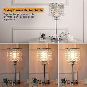 img 3 attached to 💡 Dimmable Silver Crystal Table Bedside Lamp with 2 USB Charging Ports, Outlets, and Bulb Included - Acaxin Small Decorative Nightstand Lamp for Bedroom, Guest Room - Touch Control, Perfect for Tabletop Decoration