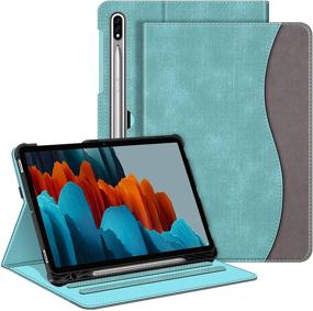 img 4 attached to Fintie Case for Samsung Galaxy Tab S7 11'' 2020 with S Pen Holder - Turquoise: Multi-Angle Viewing Stand and Pocket Auto Sleep/Wake Feature