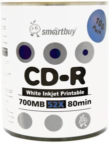 img 3 attached to 📀 Smartbuy 100-pack CD-Rs, 700mb/80min 52x, White Inkjet Hub Printable Blank Recordable Media Discs