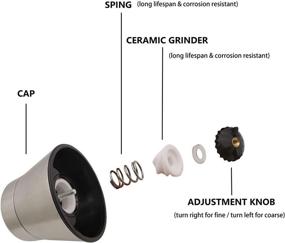 img 2 attached to 🧂 Refillable Stainless Steel Salt and Pepper Grinder Set with Adjustable Coarseness, Combination Salt Shaker and Pepper Mill with Peppercorns Included