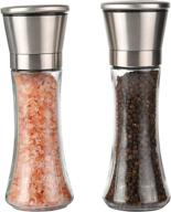 🧂 refillable stainless steel salt and pepper grinder set with adjustable coarseness, combination salt shaker and pepper mill with peppercorns included logo