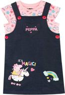 🦄 peppa pig girls' unicorn pinafore dress and t-shirt set logo