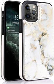 img 4 attached to 📱 Stylish Obbii Marble Leather Flip Case Wallet for iPhone 12 Pro Max 6.7" - White Gold Marble Design with Card Holder & Slim Fit Sleeve - Ultimate Protection!