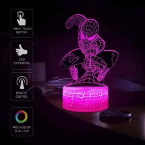 img 1 attached to 🕷️ Spiderman Gifts 3D Night Lights with Remote & Smart Touch for Boys - 7 Colors Changing Dimmable Spiderman Toys - Perfect Christmas Gifts for 3-8 Year Olds (Remote Control Included)