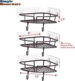 img 3 attached to 🛁 Organize and Declutter Your Bathroom with SimpleHouseware's Corner Shelf Shower Caddy Set in Bronze (Pack of 3)