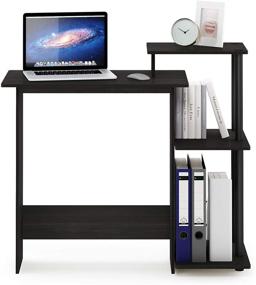 img 4 attached to 📚 FURINNO Efficient Home Laptop Notebook Computer Desk with Square Shelves, Side Storage - Dark Espresso/Black: Organize your Workspace Effectively