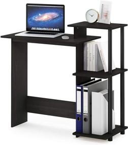 img 1 attached to 📚 FURINNO Efficient Home Laptop Notebook Computer Desk with Square Shelves, Side Storage - Dark Espresso/Black: Organize your Workspace Effectively