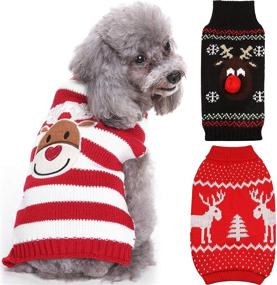 img 4 attached to 🐶 Adorable and Cozy: 3-Piece Stylish Pet Christmas Sweaters - Reindeer Design – X-Large