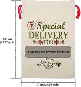 img 3 attached to 🎅 2 Pack Santa Sacks: Extra-Large Personalized Christmas Canvas Bags for Stocking Stuffers & Party Decorations (39.4" X 27.6")