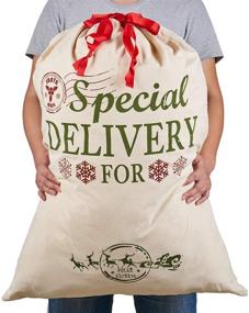 img 2 attached to 🎅 2 Pack Santa Sacks: Extra-Large Personalized Christmas Canvas Bags for Stocking Stuffers & Party Decorations (39.4" X 27.6")