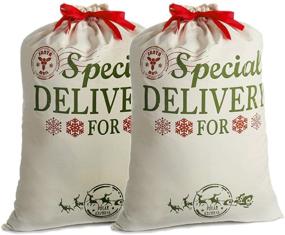 img 4 attached to 🎅 2 Pack Santa Sacks: Extra-Large Personalized Christmas Canvas Bags for Stocking Stuffers & Party Decorations (39.4" X 27.6")