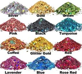 img 3 attached to 🌈 Hemore Holographic Chunky Glitter: Set of 12 Sparkly Sequin Colors for Resin, Body, Face, Nail, Slime, Weddings, Festivals - 0.42oz per Bottle - Cosmetic Crafting Glitter Kit