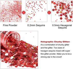 img 2 attached to 🌈 Hemore Holographic Chunky Glitter: Set of 12 Sparkly Sequin Colors for Resin, Body, Face, Nail, Slime, Weddings, Festivals - 0.42oz per Bottle - Cosmetic Crafting Glitter Kit