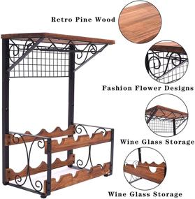 img 2 attached to 🍷 Винный стеллаж из массива дерева - X-cosrack 2 яруса, вмещает 8 бутылок и 6 стаканов, стенд для хранения вина на столешнице для кухни, кладовой, погреба, бара - свободностоящие полки для демонстрации винного держателя.