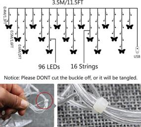 img 2 attached to 🦋 Butterfly Curtain Lights by Decorman - 96 LED Fairy String Lights with 8 Modes, USB Powered Twinkle Lights, Remote Control - Ideal for Bedroom, Wedding, Party, Christmas, Holiday Decor