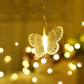 img 1 attached to 🦋 Butterfly Curtain Lights by Decorman - 96 LED Fairy String Lights with 8 Modes, USB Powered Twinkle Lights, Remote Control - Ideal for Bedroom, Wedding, Party, Christmas, Holiday Decor