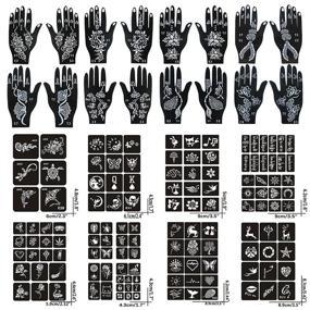 img 3 attached to 🖌️ Henna Tattoo Stencils - 138 Pieces, 24 Sheets of Black Tattoo Templates for Women, Teens, and Girls - Reusable Henna Tattoo Kit - DIY Tattoo Stencils for Body Art