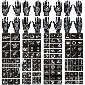 img 4 attached to 🖌️ Henna Tattoo Stencils - 138 Pieces, 24 Sheets of Black Tattoo Templates for Women, Teens, and Girls - Reusable Henna Tattoo Kit - DIY Tattoo Stencils for Body Art
