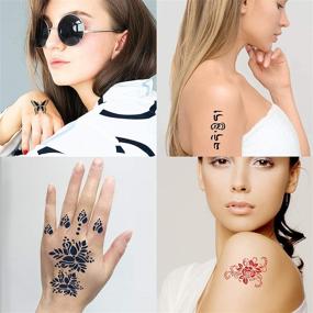 img 1 attached to 🖌️ Henna Tattoo Stencils - 138 Pieces, 24 Sheets of Black Tattoo Templates for Women, Teens, and Girls - Reusable Henna Tattoo Kit - DIY Tattoo Stencils for Body Art