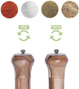 img 2 attached to Refillable Wood Salt and Pepper Grinders Set with Adjustable Ceramic Rotor - 8 Inches, Pack of 2