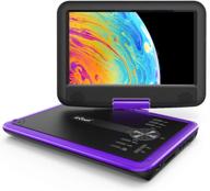 iegeek 11.5' portable dvd player with sd card/usb port, 5-hour rechargeable battery, 9.5' eye-protective screen, av-in/out support, region free, purple logo