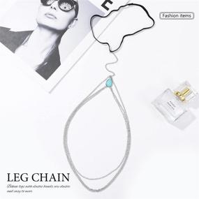 img 3 attached to 💃 Yean Boho Turquoise Thigh Chain: Stylish Silver Crossover Leg Chain Beach Jewelry for Women and Girls