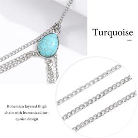 img 2 attached to 💃 Yean Boho Turquoise Thigh Chain: Stylish Silver Crossover Leg Chain Beach Jewelry for Women and Girls