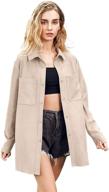 🧥 oversized long sleeve faux suede button up shirt coat for women logo