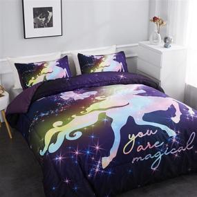 img 3 attached to 🦄 Ylehoc Magical Unicorn Twin Bedding Sets - Purple Butterfly Comforter, 3-Piece Set with Colorful Comforter and Pillow Cases for Girls Kids - Ultra-Soft Microfiber All Seasons Bedding for Bedroom or Sofa