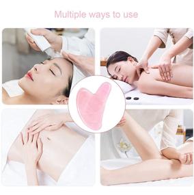 img 2 attached to 🌹 Rose Quartz Gua Sha Massage Tool for Face and Body - Natural Jade Stones for Facial and Spa Acupuncture Therapy. Guasha Tool for Face, Back, Arms, Neck, Shoulders - Sculpting and Gift Box Included (Pink)