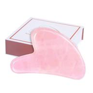 🌹 rose quartz gua sha massage tool for face and body - natural jade stones for facial and spa acupuncture therapy. guasha tool for face, back, arms, neck, shoulders - sculpting and gift box included (pink) logo