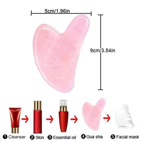 img 1 attached to 🌹 Rose Quartz Gua Sha Massage Tool for Face and Body - Natural Jade Stones for Facial and Spa Acupuncture Therapy. Guasha Tool for Face, Back, Arms, Neck, Shoulders - Sculpting and Gift Box Included (Pink)