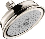 hansgrohe croma 100 classic 5-inch showerhead with easy install, 3-spray full, pulsating massage, intense turbo, easy clean in polished nickel, 04070830 logo