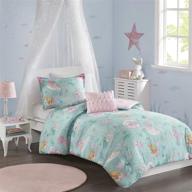 🧜 mi zone kids cozy comforter set: colorful fun design for all seasons, girls bedroom décor - full/queen size darya mystical mermaid fantasy aqua/pink 4 piece bedding set logo