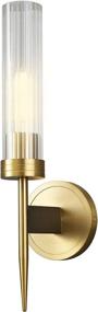 img 2 attached to 🔦 WOAZY Vintage Brass Wall Sconce Lights - 2-Light LED Indoor Wall Lighting with Clear Glass Shade for Living Room Bedroom Kitchen Hallway Dining - Includes Bulb