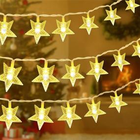 img 4 attached to 🎄 Roberly 32.8ft 80 LEDs Christmas Star String Lights, Winter Fairy Lights Waterproof for Patio Party Bedroom Home Decor Indoor Outdoor Xmas Tree Decorations in Warm-White Hue