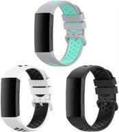 📌 rioroo 3-пакет силиконовых браслетов - совместимые с fitbit charge 4/3/3 se - мягкие гибкие водонепроницаемые tpu спортивные запасные ремешки/браслеты для женщин и мужчин (без трекера) логотип