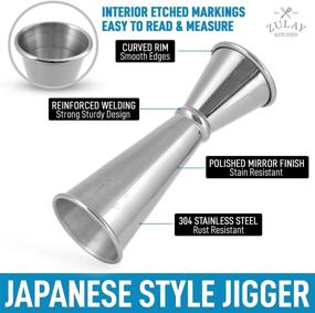 img 3 attached to 🍸 Zulay Kitchen Premium Japanese Style Double Cocktail Jigger - 18/8 Food-Grade Stainless Steel, 1oz-2oz Etched Markings & Incremental Gradations - Beautiful Shot Pourer Measuring Tool