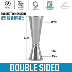 img 2 attached to 🍸 Zulay Kitchen Premium Japanese Style Double Cocktail Jigger - 18/8 Food-Grade Stainless Steel, 1oz-2oz Etched Markings & Incremental Gradations - Beautiful Shot Pourer Measuring Tool