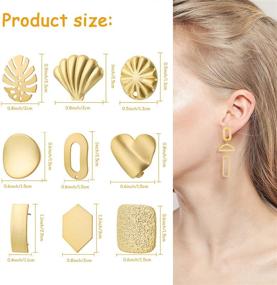 img 3 attached to Assorted Shapes Gold Plated Earring Studs with Loop Hole: Palm-Leaf, Shell, Heart, Flower, Track Ear Pad Base for Jewelry Earring Making - Set of 90 Pieces