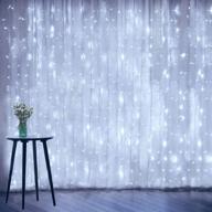 🌟 cool white curtain string lights - window fairy led icicle christmas lights for wedding party, garden room, outdoor & indoor wall decorations логотип