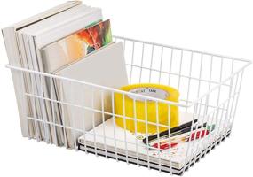 img 3 attached to 📦 iPEGTOP Large Metal Wire Storage Baskets - Freezer & Refrigerator Organizer Bins for Home & Office Shelf Storage - Closets Organization Rack with Handles - Set of 6, White