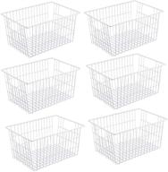 📦 ipegtop large metal wire storage baskets - freezer & refrigerator organizer bins for home & office shelf storage - closets organization rack with handles - set of 6, white логотип