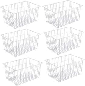 img 4 attached to 📦 iPEGTOP Large Metal Wire Storage Baskets - Freezer & Refrigerator Organizer Bins for Home & Office Shelf Storage - Closets Organization Rack with Handles - Set of 6, White