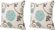 🌸 christopher knight home 301589 ippolito fabric throw pillows, 2-piece set, white and blue floral logo