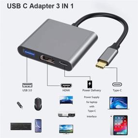 img 3 attached to USB C to HDMI Multiport Adapter with 100W PD Charging, Thunderbolt 3 to HDMI Hub 4K 💻 Video Output Compatible with MacBook Pro/Air 2020/2018 iPad Pro/Air 2020, Galaxy S20/10 - QCEs USB-C to USB 3.0 Adapter